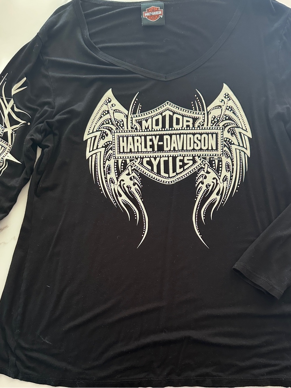 Harley-Davidson Black Long Sleeve Shirt with White Winged Graphic